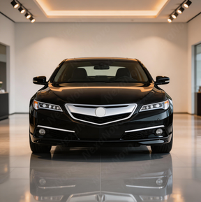 Sharp contrast of the NexaNovo silver grille on a Crystal Black Pearl Acura TLX