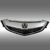 Standalone view of the uninstalled NexaNovo silver front bumper grille for Acura TLX