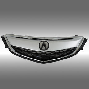Standalone view of the uninstalled NexaNovo silver front bumper grille for Acura TLX
