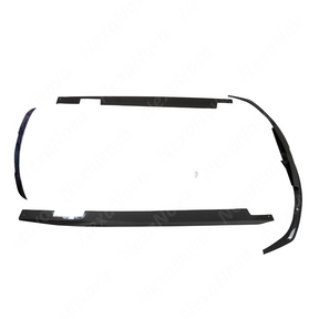 Complete uninstalled 3-in-1 carbon fiber aero bundle: front lip, side skirts, and rear spoiler