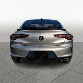 Rear angled view of the high-kick real carbon fiber trunk wing spoiler for Acura TLX 2021-2025