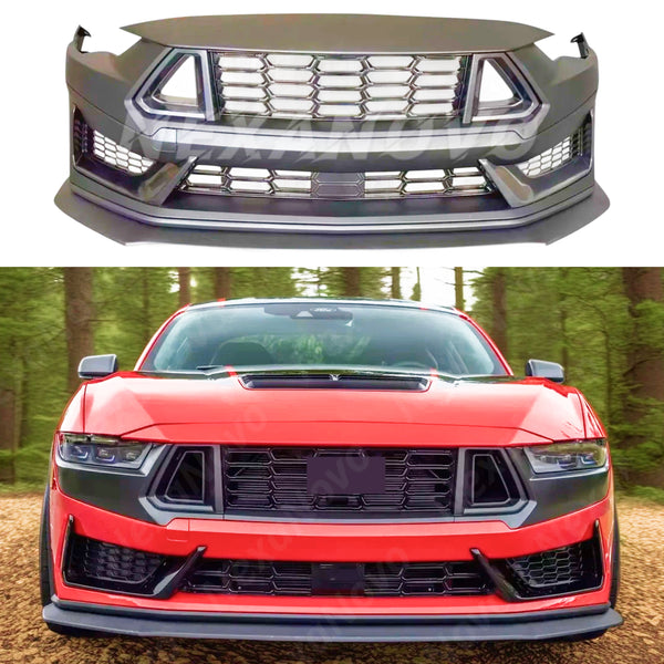 Dark Horse Style Front Bumper Cover Fascia Upper Lower Grilles Lip Body Kits For Ford Mustang (2015-2017) NexaNovo