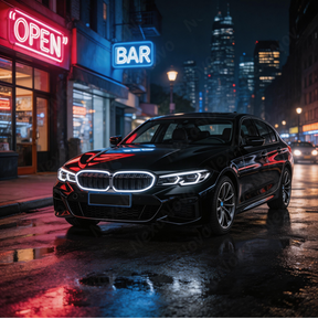 Close-up of the integrated LED light strip and mirror-finish gloss black on the NexaNovo G20 grille