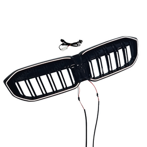 Detailed shot of the UV-resistant high-gloss black coating on the NexaNovo G20 kidney grille