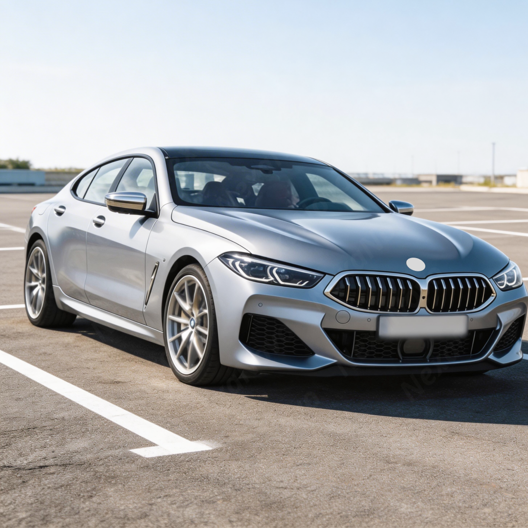 Precision NexaNovo fitment along the M-Sport style bumper of a 2025 BMW 8 Series G16