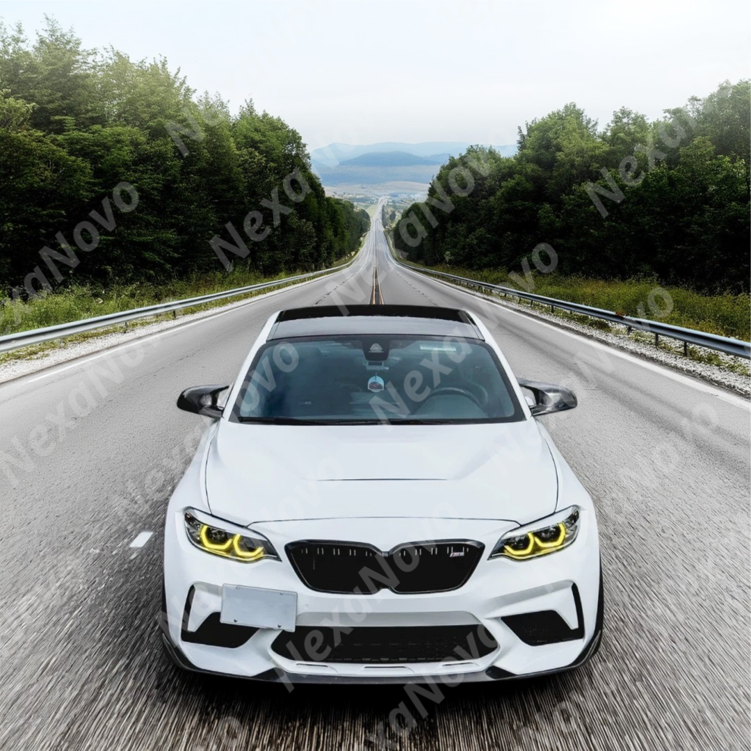 NexaNovo front lip spoiler on a white BMW F87 M2