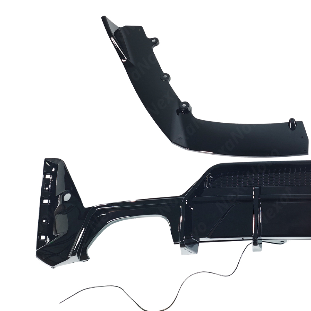 Standalone view of the 3-piece NexaNovo kit: center diffuser, side spats, and LED harness