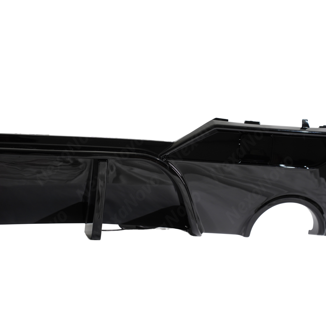 Rear profile showing the deep aerodynamic fins of the NexaNovo G22 gloss black diffuser