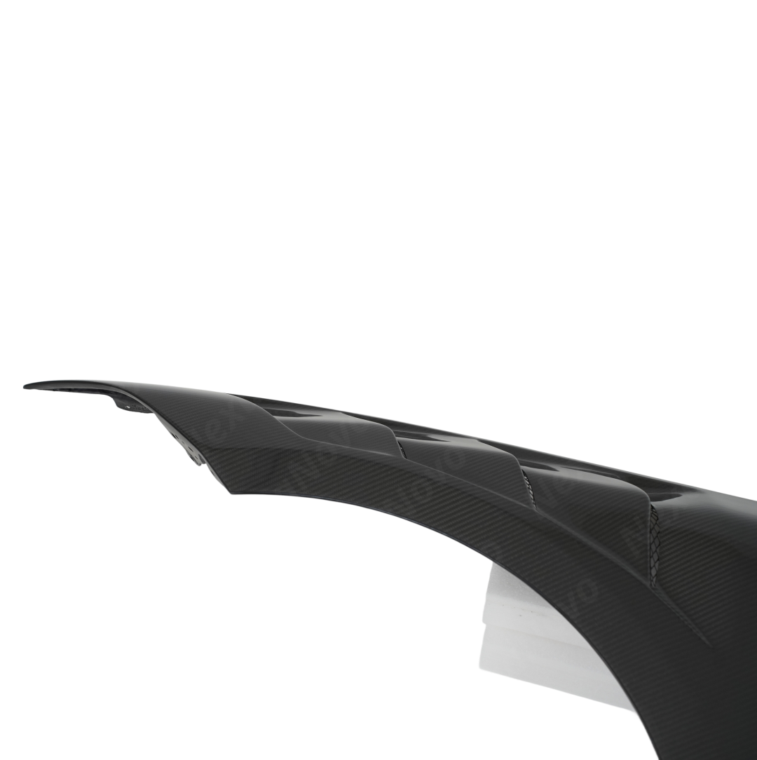 Detailed shot of the UV-resistant high-gloss clear coat on the NexaNovo G22 carbon vents
