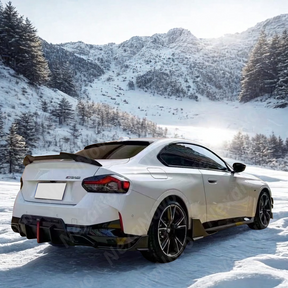 Dynamic shot of BMW G42 with VTEN side skirts in garage