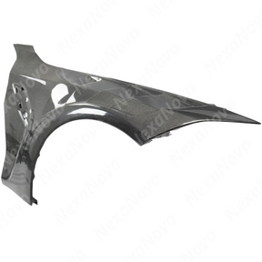 Uninstalled NexaNovo real carbon fiber front side vented fender, top view