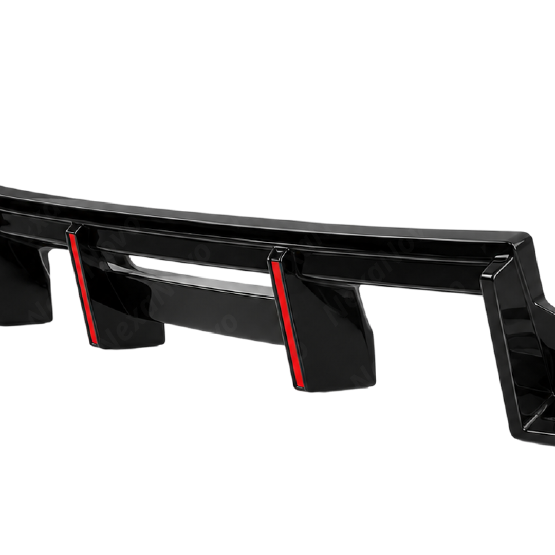 Standalone view of the uninstalled NexaNovo VTEN gloss black diffuser panel with central LED light assembly