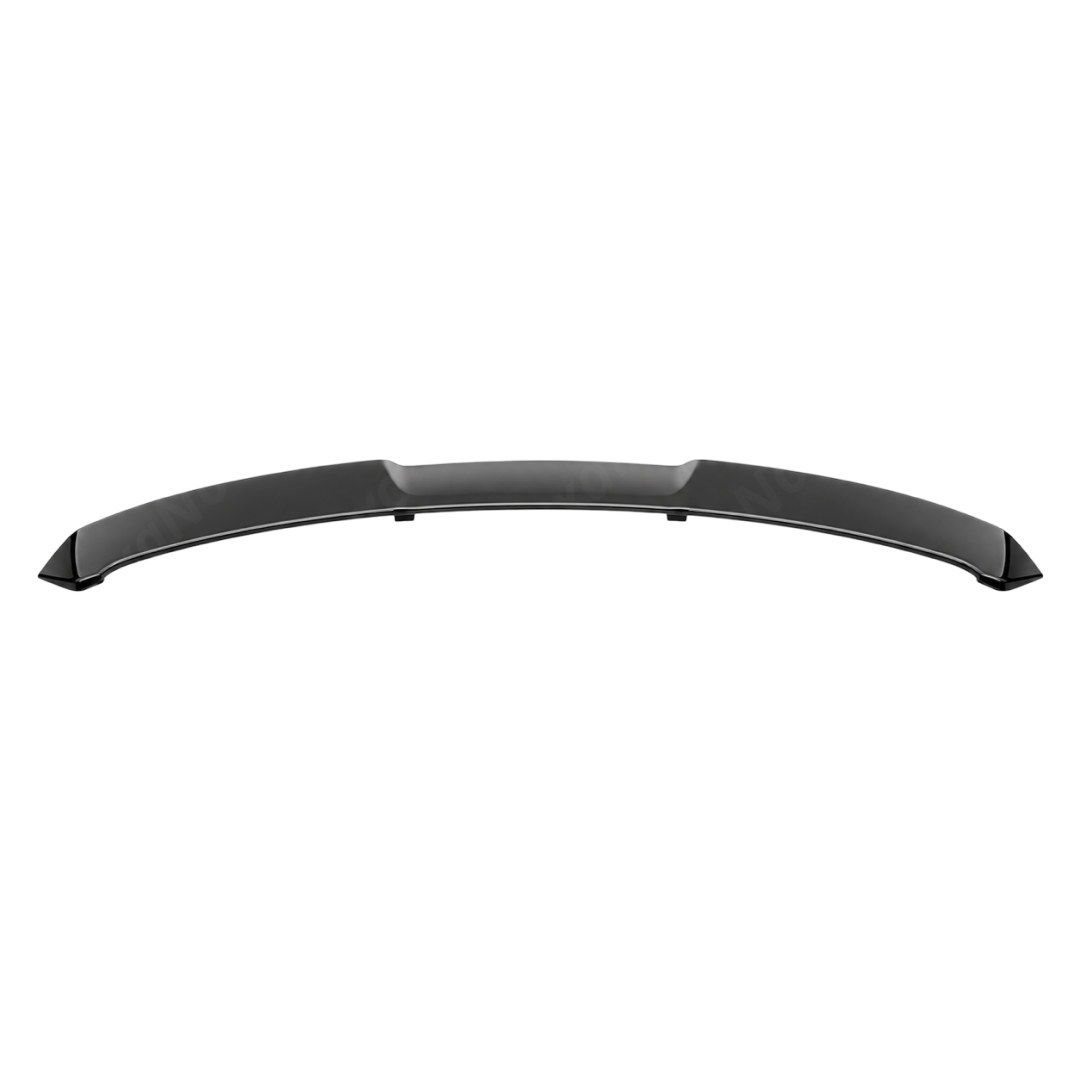 Close-up showing the precision fitment of the VTEN roof spoiler against the upper rear window seal