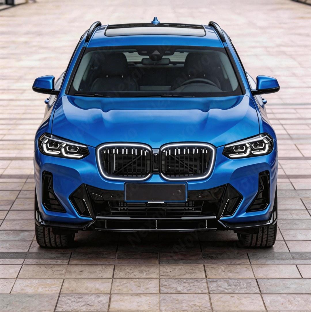 Close-up of the integrated LED light strip and mirror-finish gloss black on the NexaNovo X3 grille