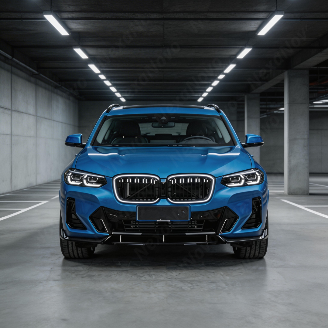 Detailed shot of the UV-resistant high-gloss black coating on the NexaNovo X3 kidney grille