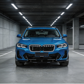 Detailed shot of the UV-resistant high-gloss black coating on the NexaNovo X3 kidney grille