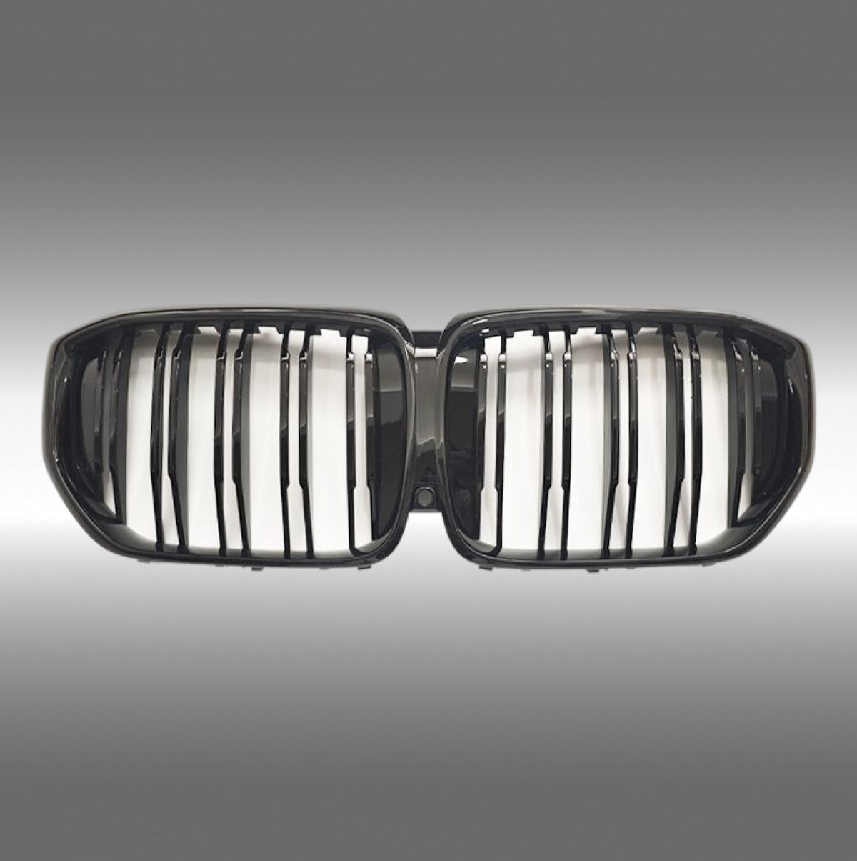 NexaNovo gloss black double slat kidney grille installed on a 2024 BMW X5 G05 LCI