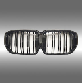 NexaNovo gloss black double slat kidney grille installed on a 2024 BMW X5 G05 LCI