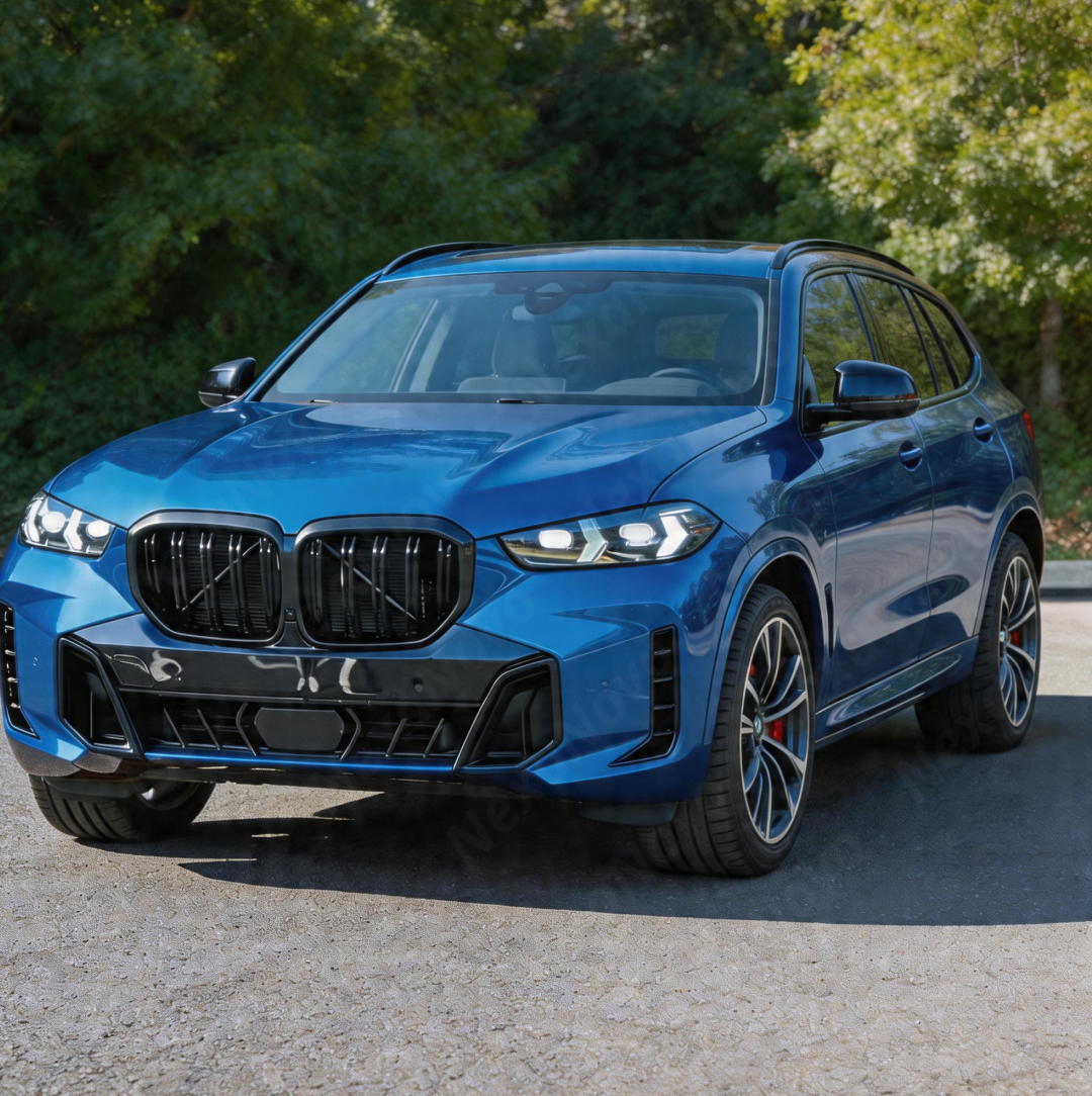High-contrast "Shadowline" look with the NexaNovo gloss black grille on a Mineral White X5