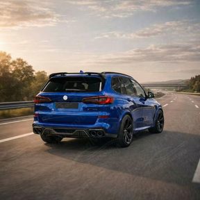 Seamless integration of the carbon wing with the NexaNovo BMW X5's modern bodywork