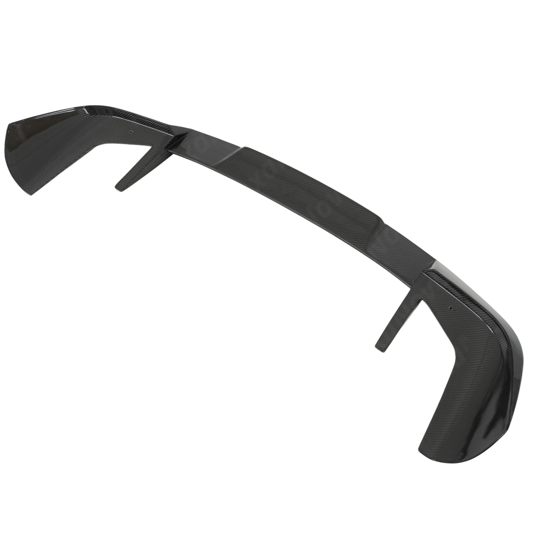 Standalone view of the uninstalled NexaNovo double-sided real carbon fiber rear roof spoiler