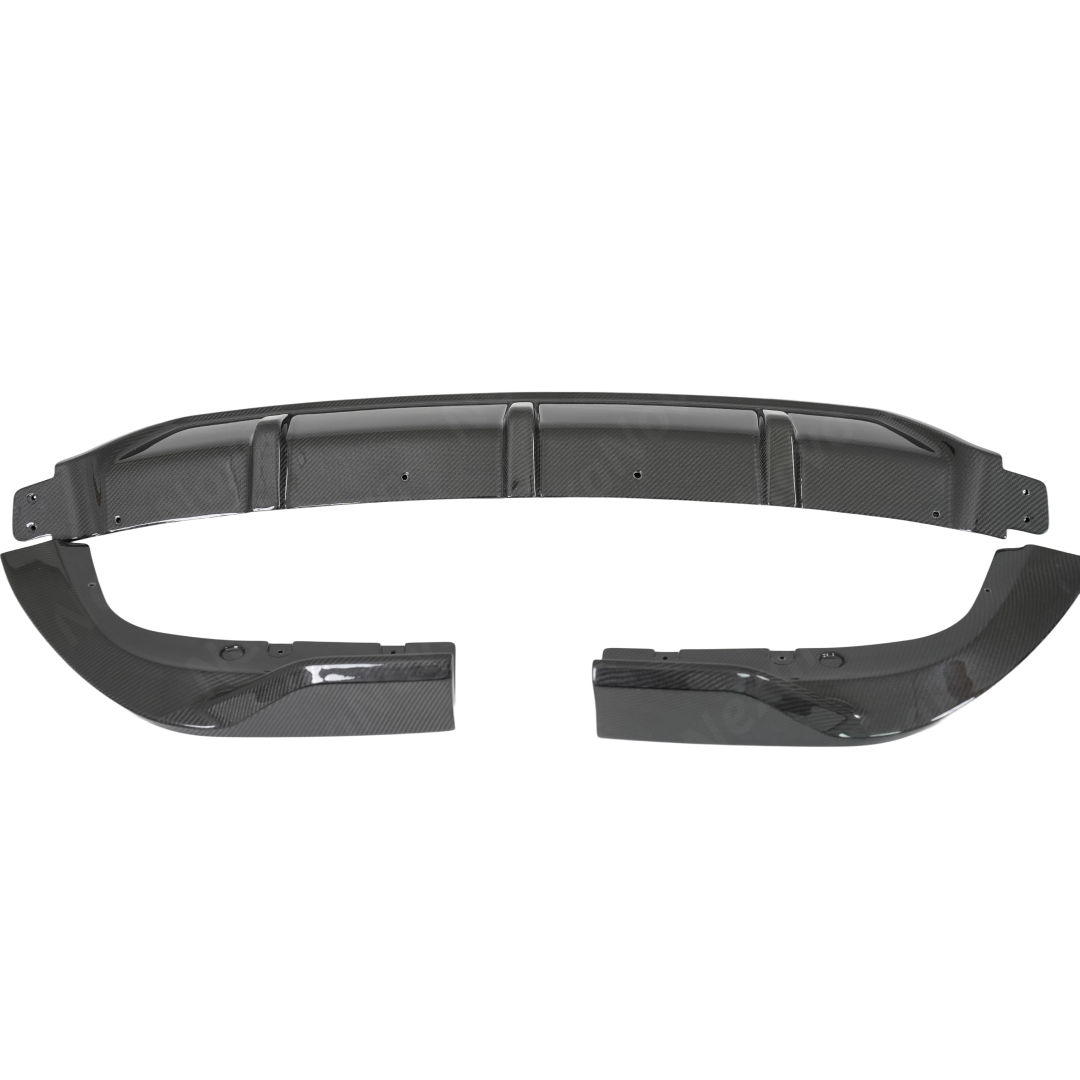 NexaNovo real carbon fiber rear bumper diffuser lip featured on a 2026 BMW X5