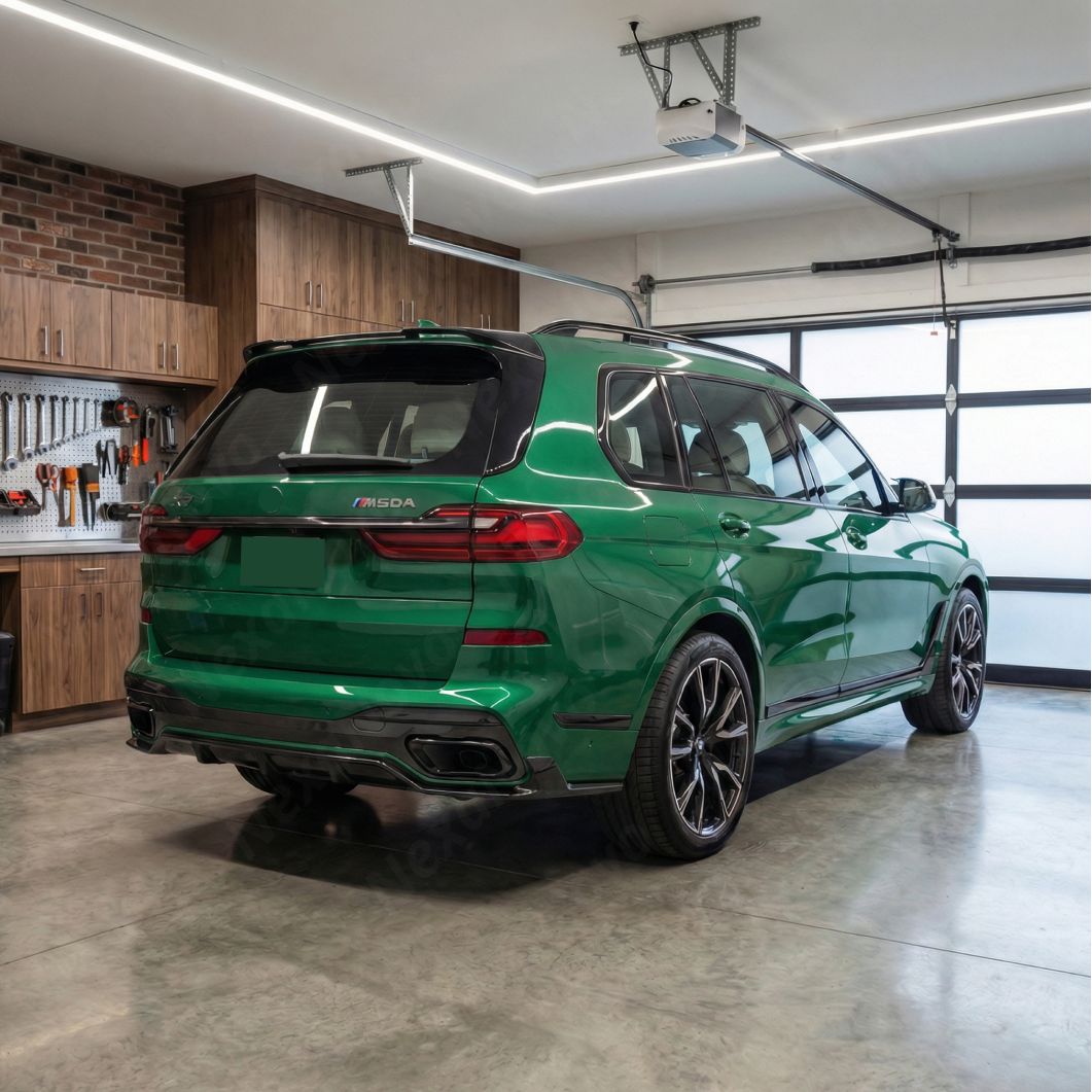 BMW X7 on display featuring the high-end NexaNovo real carbon fiber rear diffuser