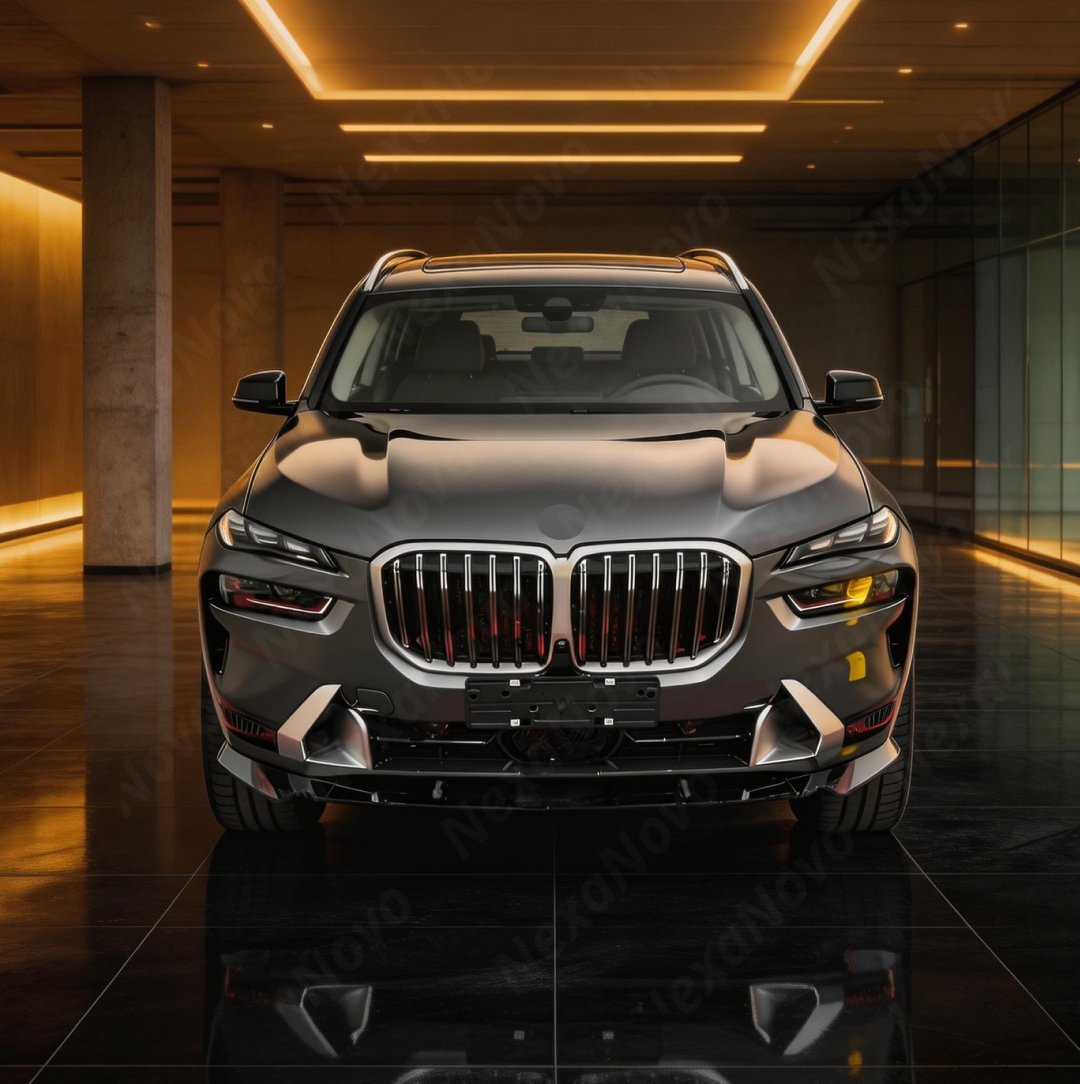 Durable high-impact ABS plastic construction of the NexaNovo BMW X7 performance front splitter