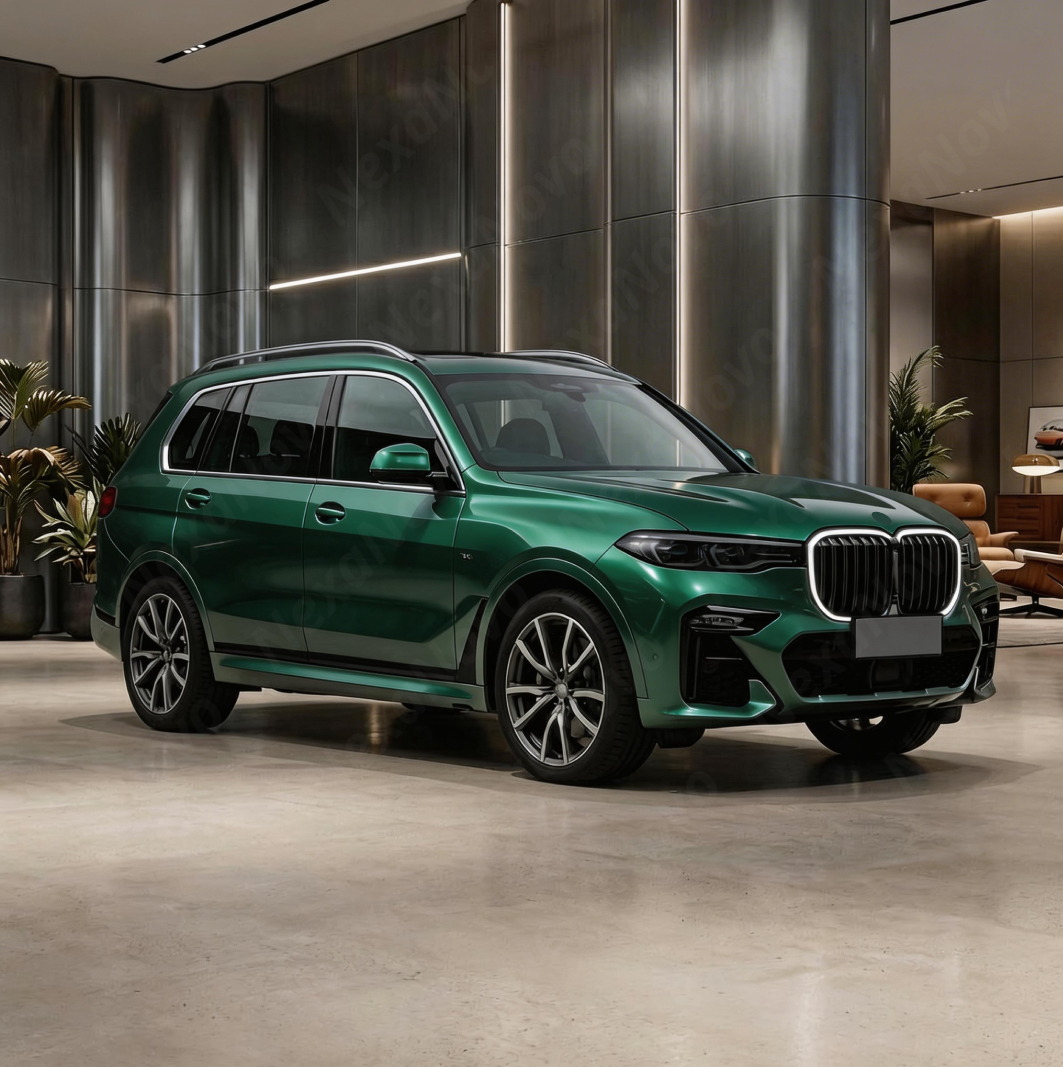 Detailed shot of the UV-resistant high-gloss black coating on the NexaNovo X7 kidney grille