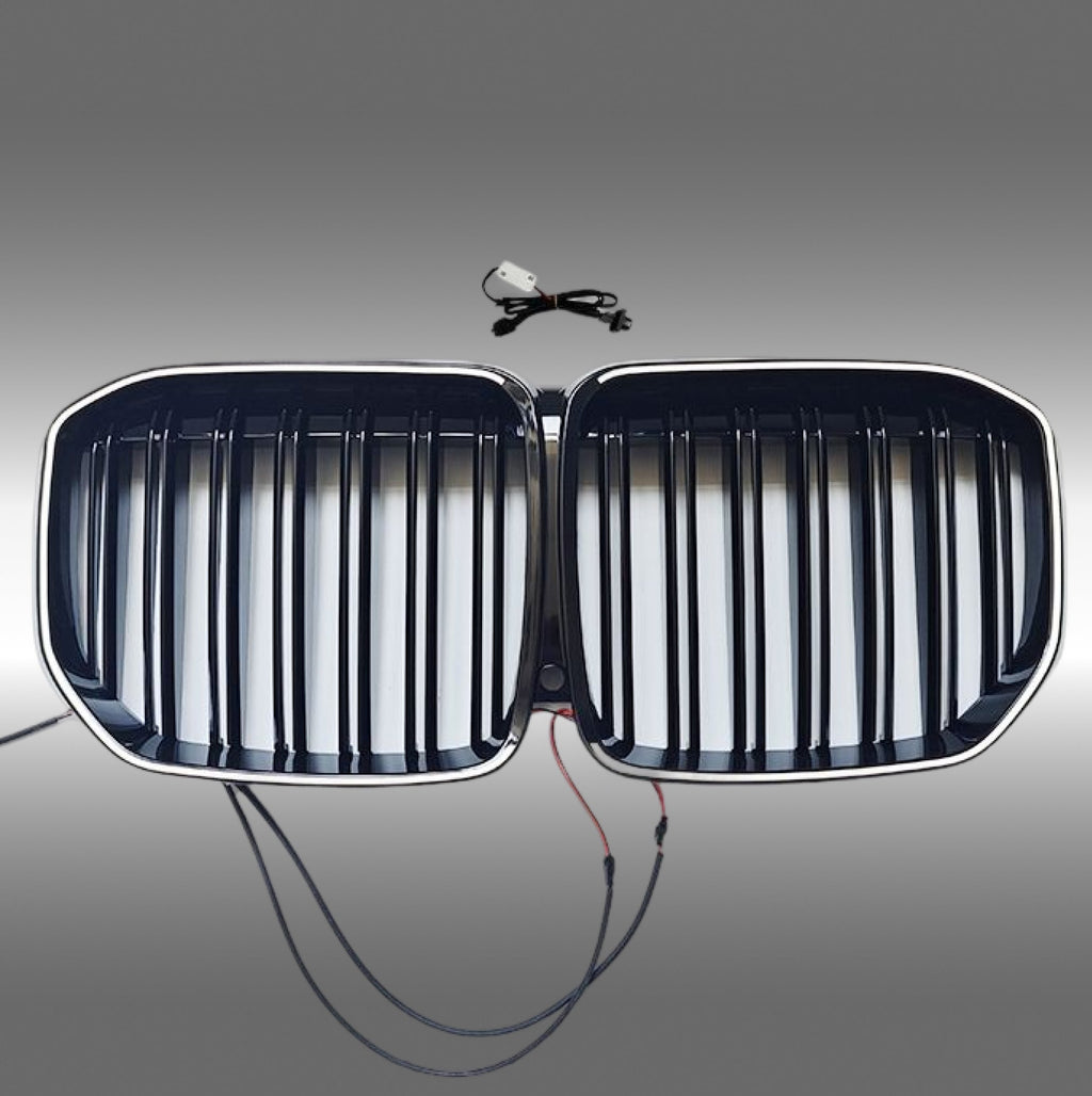 2019-2022 BMW G07 X7 - Double Grille with LED - Gloss Black