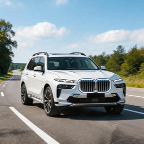 Close-up of the integrated LED light strip and mirror-finish gloss black on the NexaNovo X7 grille