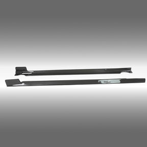 Close-up of the premium NexaNovo 3K twill double-sided real carbon fiber weave on the side skirts