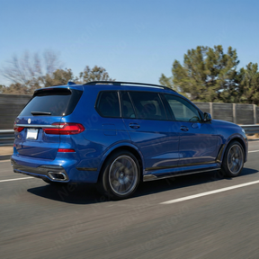 M-Performance inspired double-sided real carbon fiber side splitters on a BMW X7 SAV