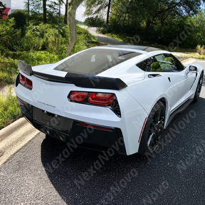 Full rear view of a 2015 Chevrolet C7 Corvette with new NexaNovo spoiler wing