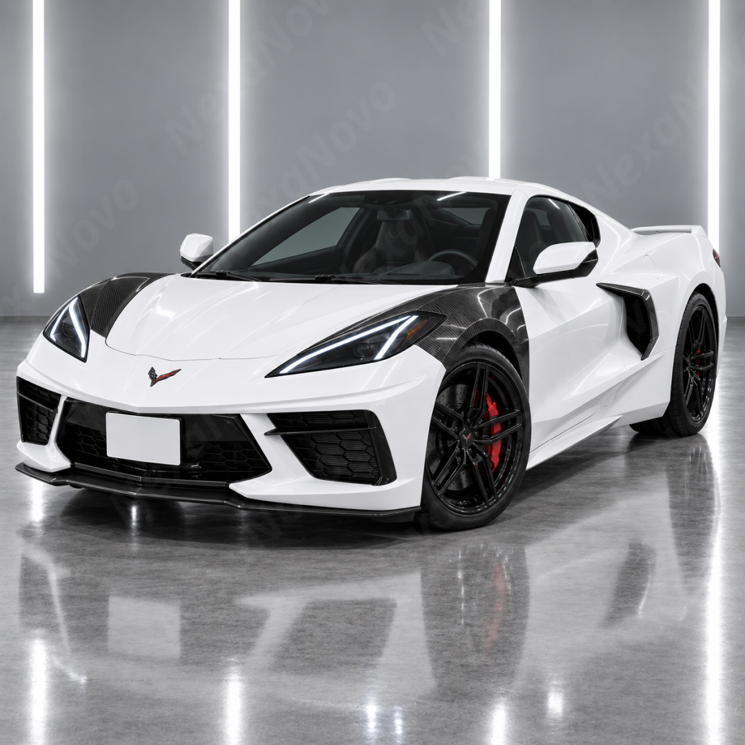 OEM-Style Real Carbon Fiber Front Fenders For Chevrolet Corvette C8 Stingray 2022-2026