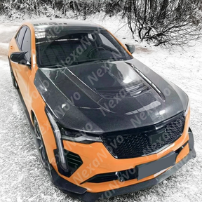 Sporty accent provided by NexaNovo carbon fiber hood cover on CT4
