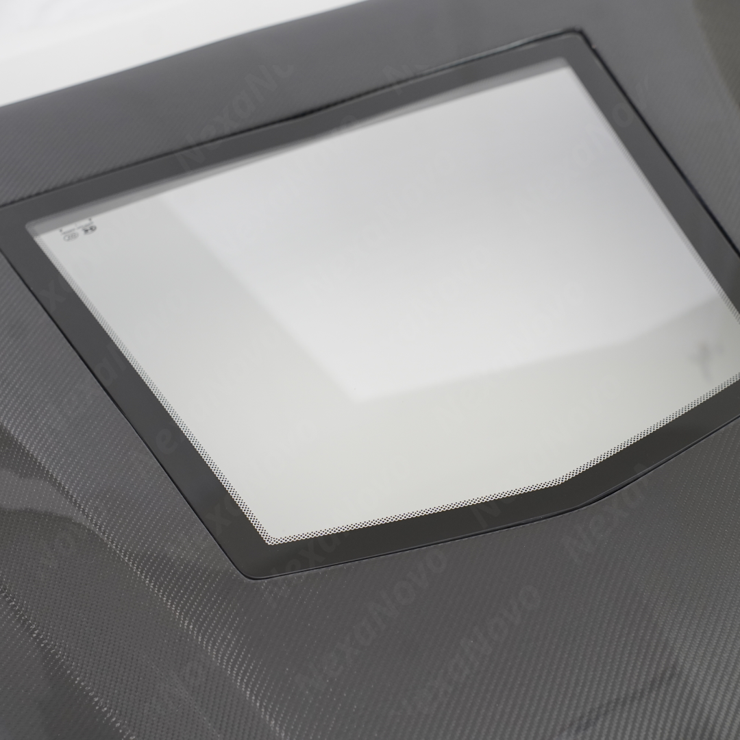 Close-up of the premium NexaNovo 3K twill real carbon fiber weave on the Cadillac CT4 hood