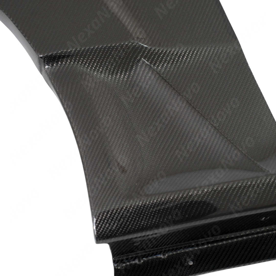 Detailed shot of the UV-resistant high-gloss clear coat on the NexaNovo CT5 Blackwing carbon vents