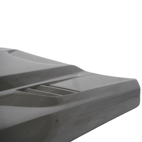 Detailed shot of the UV-resistant NexaNovo high-gloss clear coat on the Cadillac carbon hood