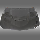 Direct front-facing view of the NexaNovo authentic carbon fiber hood for 2020-2026 Cadillac CT5