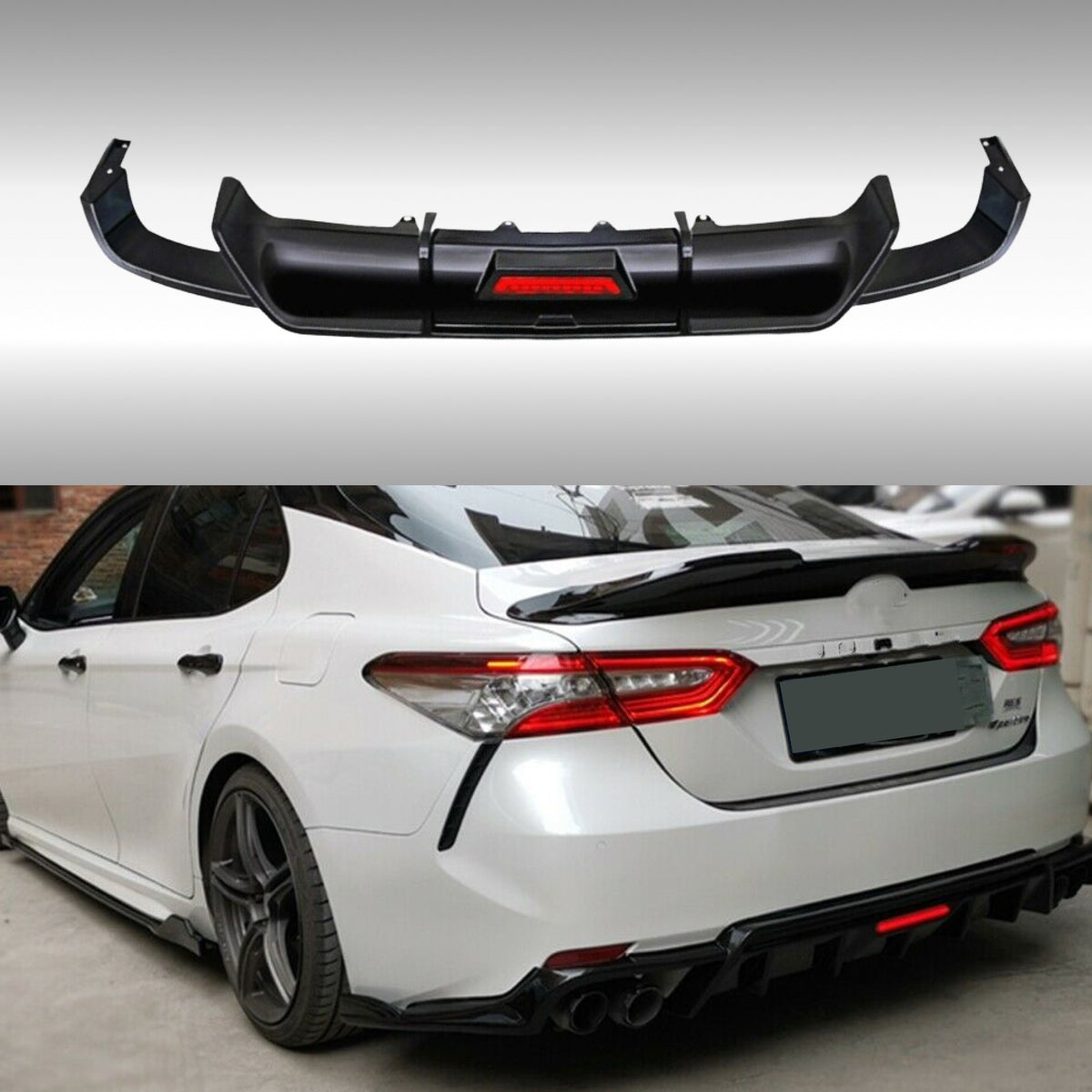 2018 Toyota Camry Rear Lip Bumper Diffuser with LED Light by NexaNovo