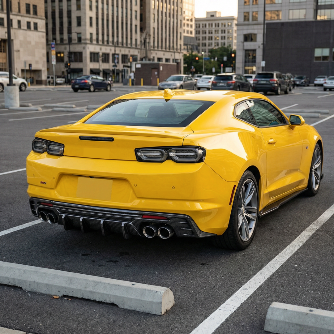 High-gloss NexaNovo carbon fiber print rear diffuser for Chevy Camaro 2016-2024