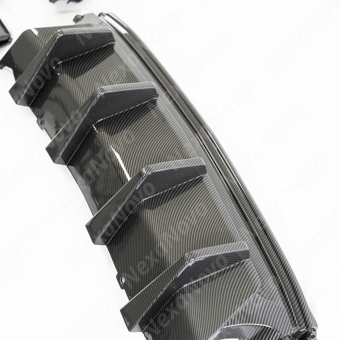 First step of NexaNovo carbon fiber print rear diffuser installation for Camaro