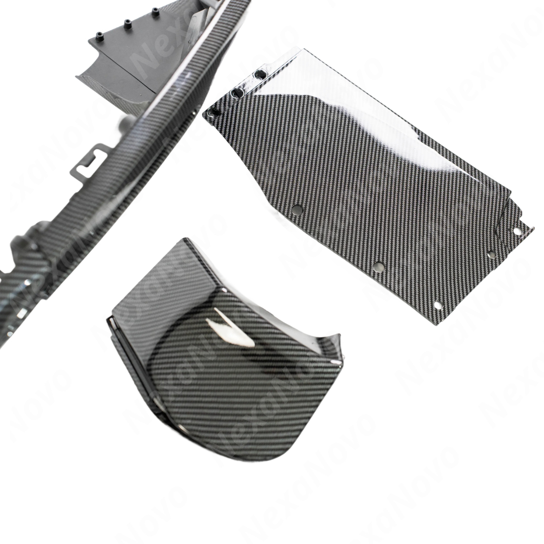 NexaNovo carbon fiber print rear diffuser lip on a white Chevy Camaro