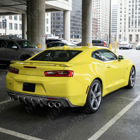 Uninstalled NexaNovo carbon fiber print rear bumper diffuser lip, top view