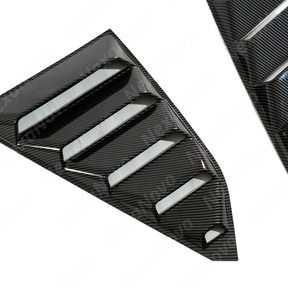 NexaNovo carbon fiber print side quarter window louvers providing sharp contrast on a white 6th Gen Camaro