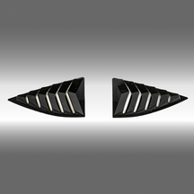 Gloss black rear window louver sunshade installed on a 2010 Chevrolet Camaro