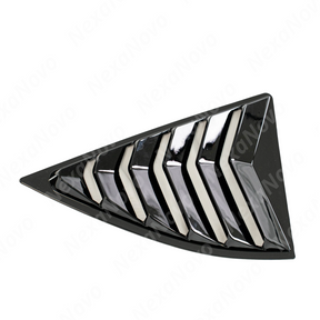 Uninstalled gloss black rear window louver showing the complete one-piece design