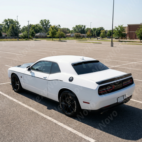 Full 3/4 rear view of a 2015 Dodge Challenger with the NexaNovo gloss black wing