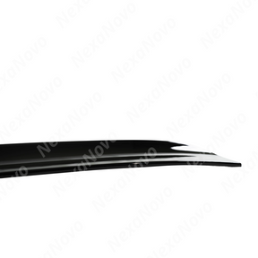 Uninstalled NexaNovo gloss black roof spoiler showing the aerodynamic top surface